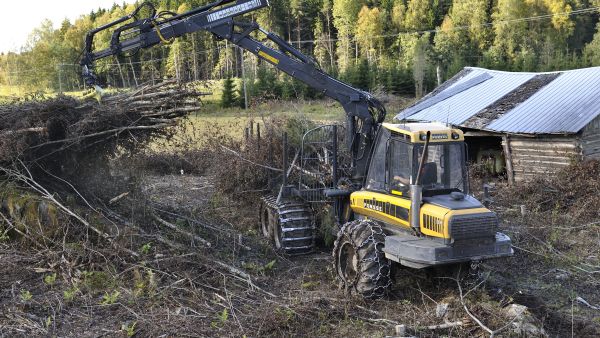 Energiapuuksi ostettiin alkuvuonna eniten hakkuutähteitä. Syyskuun alussa tähteitä kuljetettiin tienvarteen L&t Biowatin työmaalla Hattulassa. (Kuvaaja: Harri Nurminen)