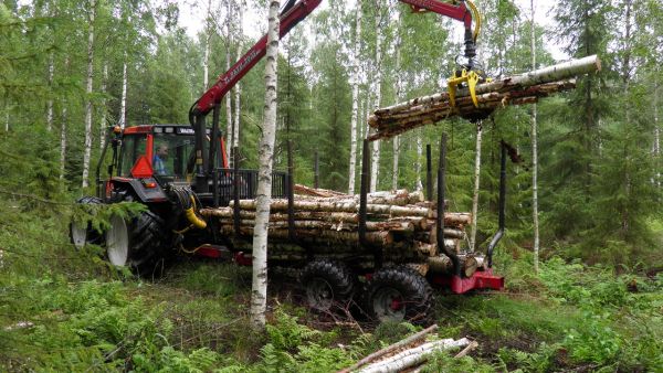 Ossi Jokisella on jatkossa mahdollisuus tehdä entistä enemmän puunkorjuuta Valtra-Keslallaan. Ohjaamossa olosuhteet ovat kohdallaan vanhemmassakin Valtrassa.