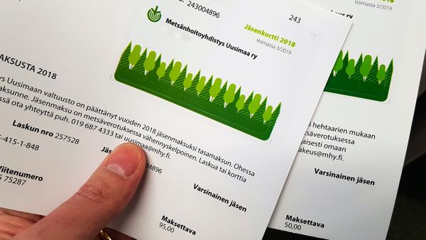 metsänhoitoyhdistyksen jäsenmaksulomakkeita