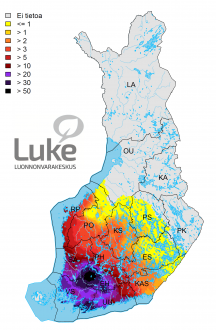 Valkohäntäpeuran talvikannan tiheyden vaihtelu talvella 2018–2019