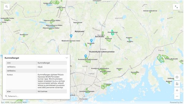 Uudenmaan lähimetsät kartalla -palvelu