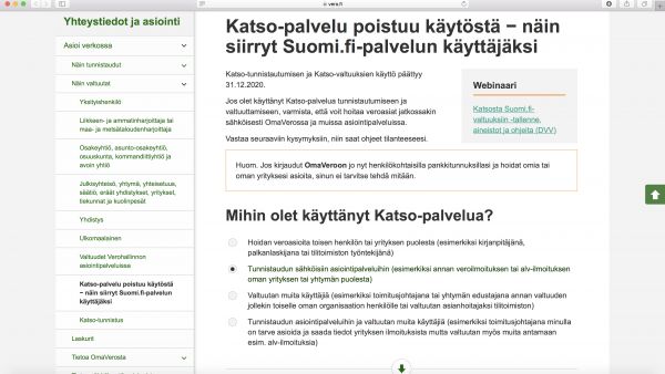 Metsäyhtymän edustaja pääsee Verohallinnon ohjesivulla alkuun valitsemalla minkä tahansa kolmesta alimmasta vaihtoehdosta.  