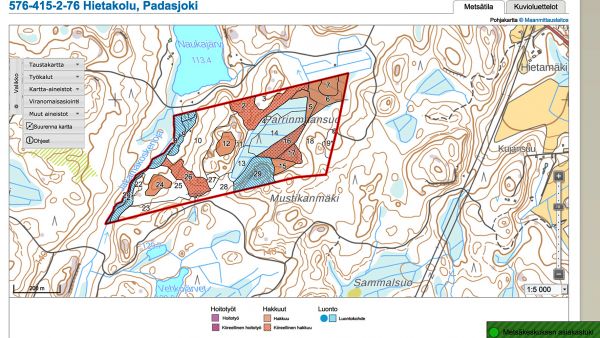  Kuviokohtaiset puustotiedot ja toimenpide-ehdotukset ovat Metsään.fi:n ydintä.