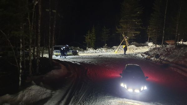 Osa mielenosoittajista istui useita metrejä korkeille kolmijaloille, jotka tukkivat tien hakkuutyömaalle. (Kuva: Elokapina)