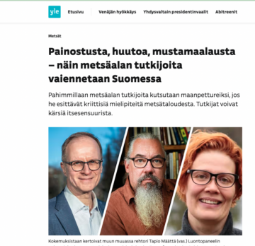 Yleisradio julkaisi tänään lähdekritiikittömän uutisen metsätutkijoiden painostuksesta. (Kuvaaja: Kuvakaappaus)