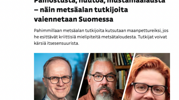 Yleisradio julkaisi tänään lähdekritiikittömän uutisen metsätutkijoiden painostuksesta. (Kuvaaja: Kuvakaappaus)